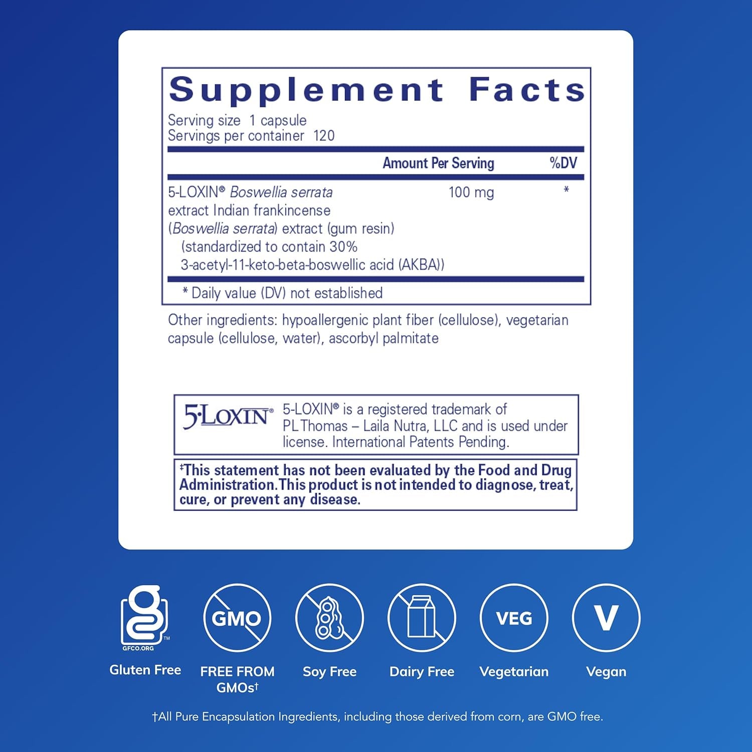Pure Encapsulations Boswellia AKBA - Supports Joint Health, Colon, Immune System, Gastrointestinal Tract & Cell Health* - with 5-LOXIN Boswellia Extract - Vegan & Non-Gmo - 120 Capsules