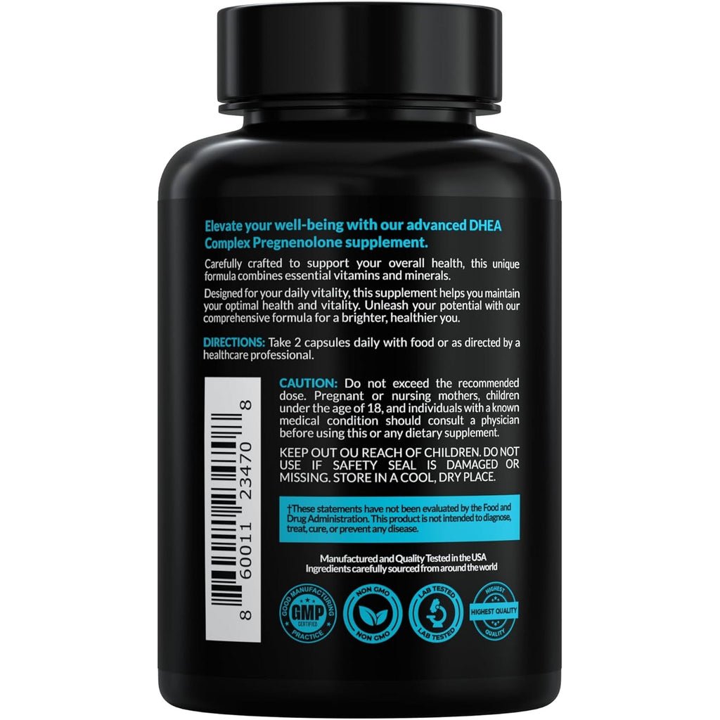 DHEA Micronized 200Mg Complex with Pregnenolone 100Mg Supplement for Men & Women with Ashwagandha, DIM, Magnesium, Boron, Calcium , Zinc, Vitamin D3, C and B6 Hormone Support - Made in USA 90 Capsules