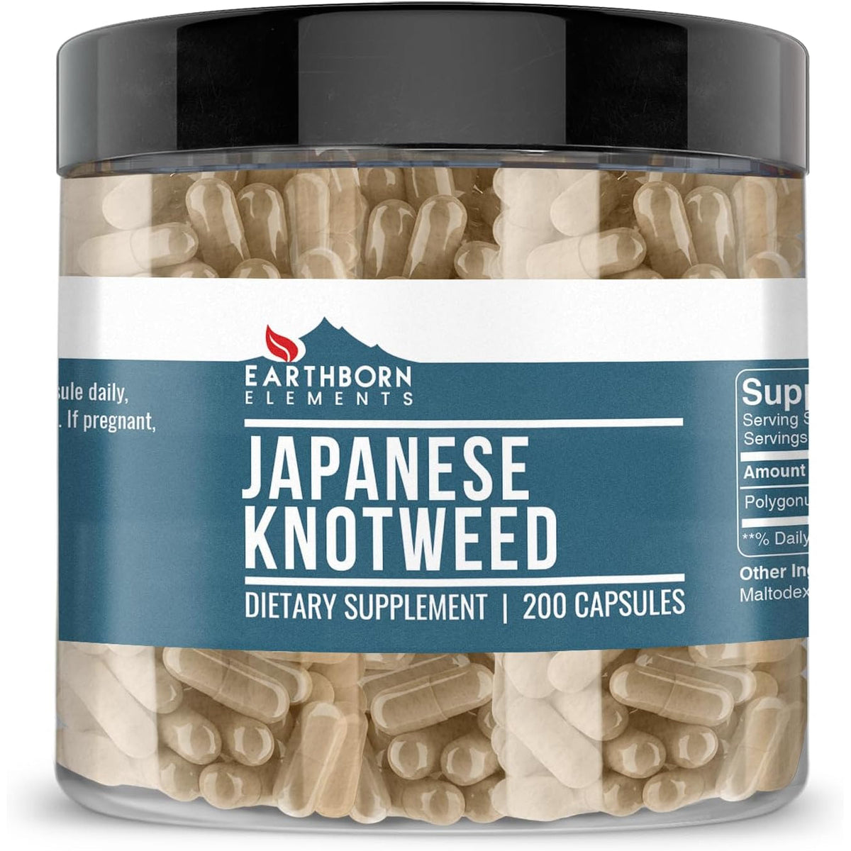 Earthborn Elements Japanese Knotweed Extract 200 Capsules, Pure & Undiluted, No Additives