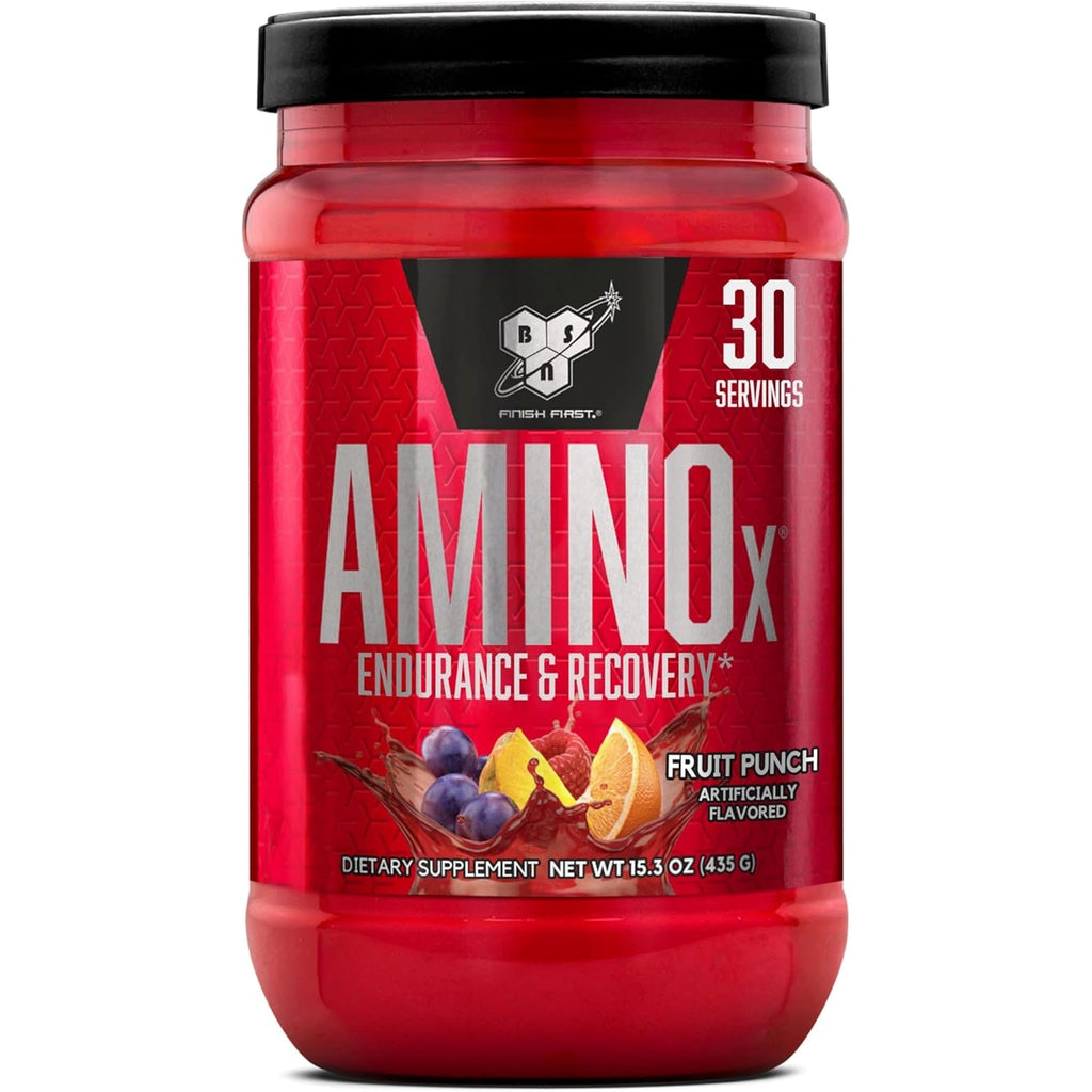 BSN Amino X Muscle Recovery & Endurance Powder, Bcaas, 10 Grams of Amino Acids, Keto Friendly, Caffeine-Free, Support Endurance, Zero Sugar, Fruit Punch, 30 Servings, 15.34 Ounce (Packaging May Vary)