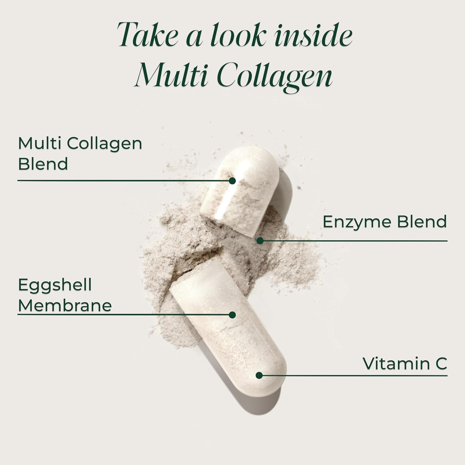Primal Harvest Multi Collagen Pills for Women and Men (Type I, II, III, V, X) 120 Capsules W/Vitamin C for Hair, Skin, Nails