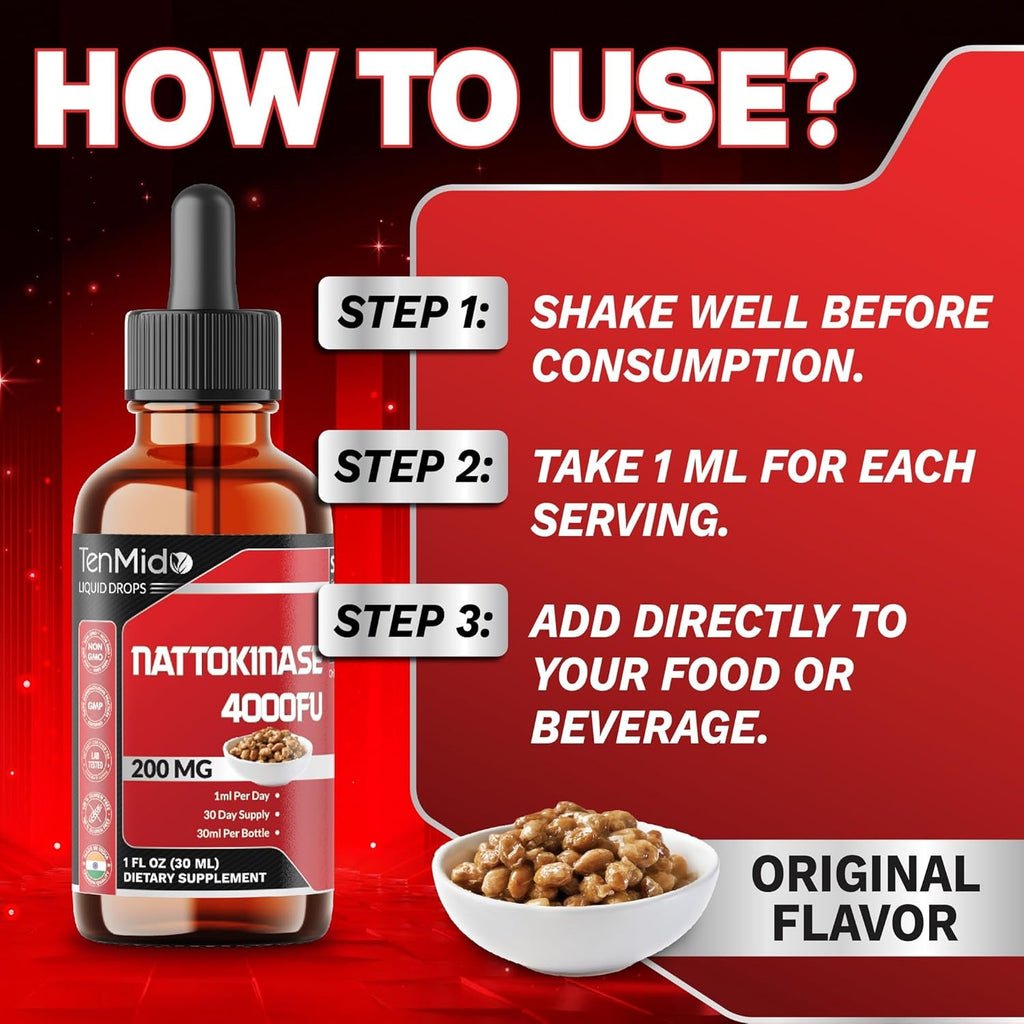 Nattokinase Supplement Liquid Drops | Nattokinase 4000 FU | High Absorption | Alcohol-Free | Vegan, Non-Gmo | 30Ml 1Fl Oz