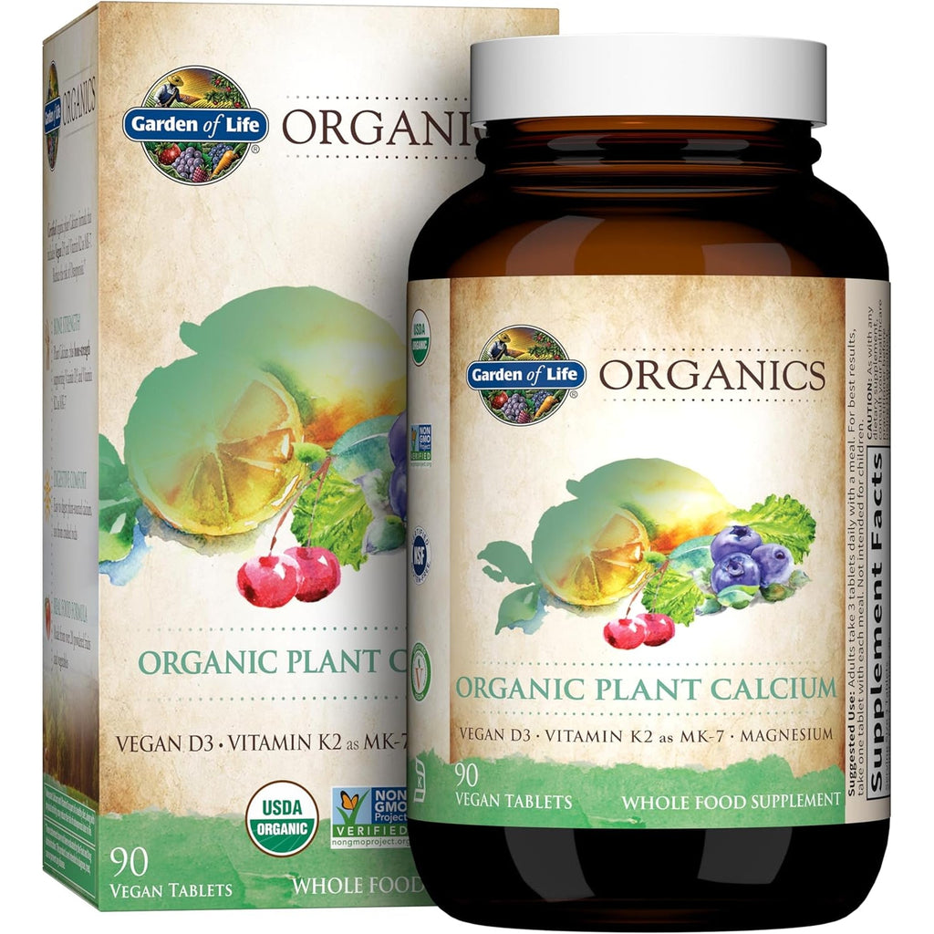 Garden of Life Calcium Supplement with Magnesium & Organic Vitamin D3 K2, Made from Whole Foods, Gluten-Free, 90 Count