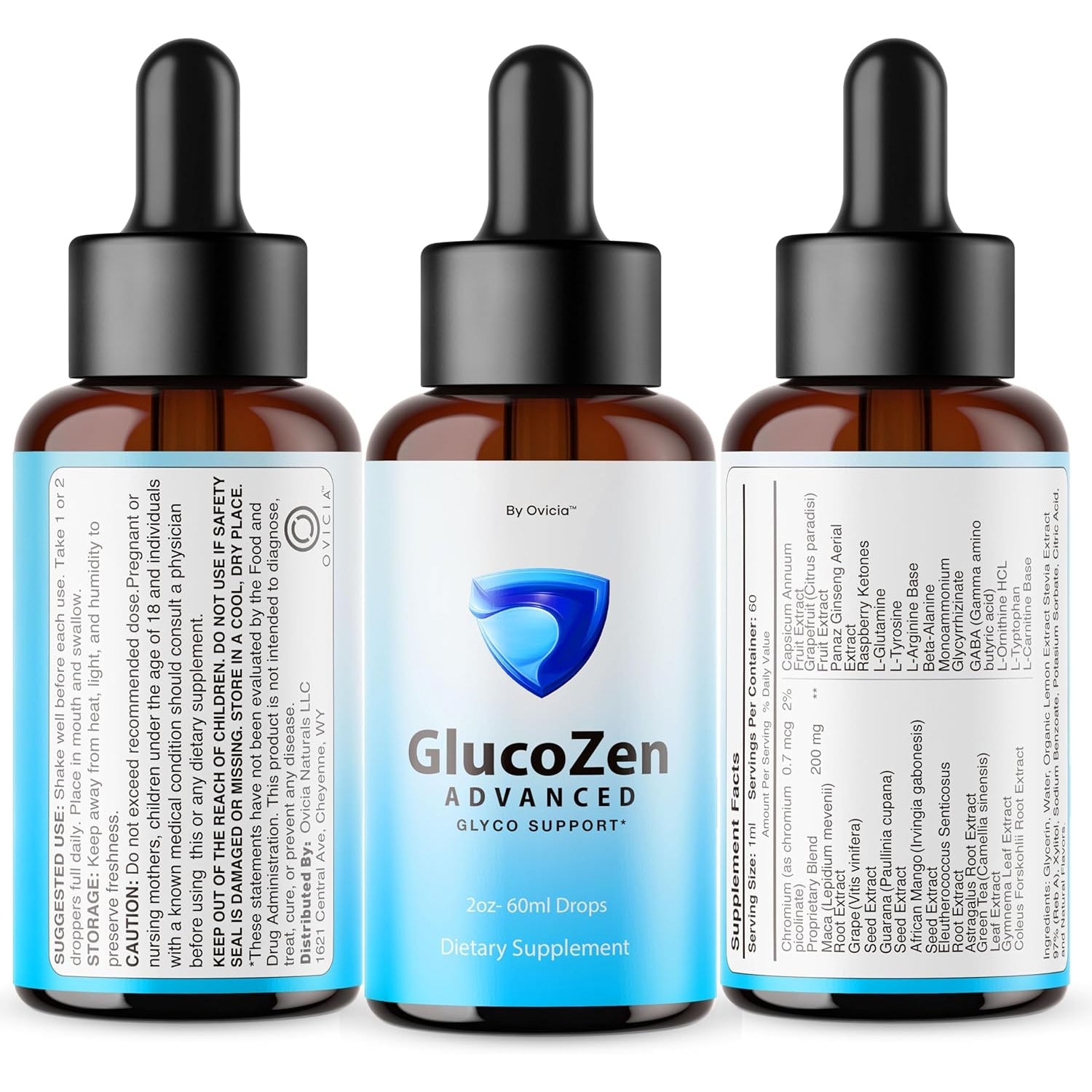 (2 Pack) Glucozen Drops - Official Glucozen Oral Liquid Drops Advanced Premium Formula Maximum Strength, All Natural Ingredients Vitamins for Overall Health & Wellness, 2 Bottles for 2 Months