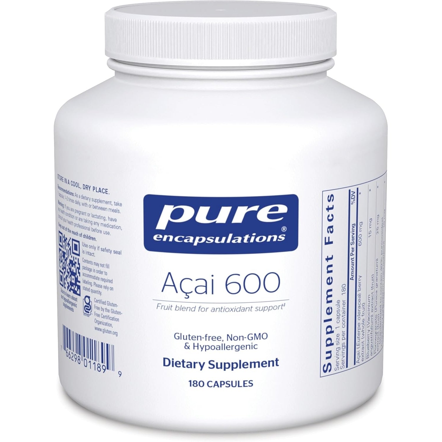 Pure Encapsulations Acai 600 | Berry Supplement for Fiber, Immune Support, Antioxidants, and Flavonoids* | 180 Capsules