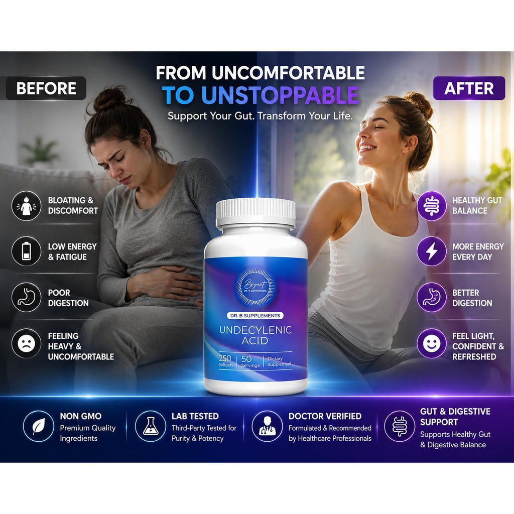 Undecylenic Acid - 250 Mg Formerly SF722 Fatty Acid to Support a Healthy Balance of Gut and Vaginal Flora 250 Softgel Capsule - 50 Servings