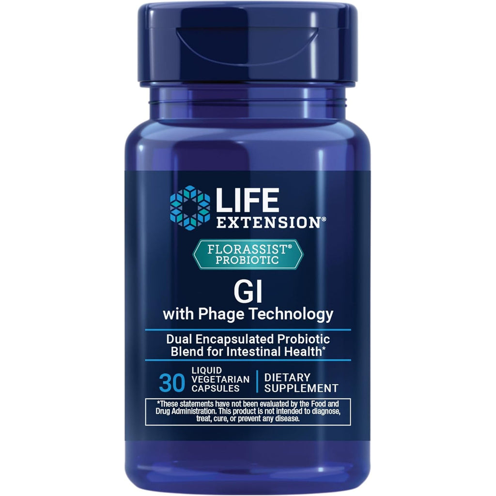 Life Extension FLORASSIST® Probiotic GI with Phage Technology, Digestive Health Supplement, Microbiome Balance, Gut Health, Gluten Free, Vegetarian, 30 Capsules