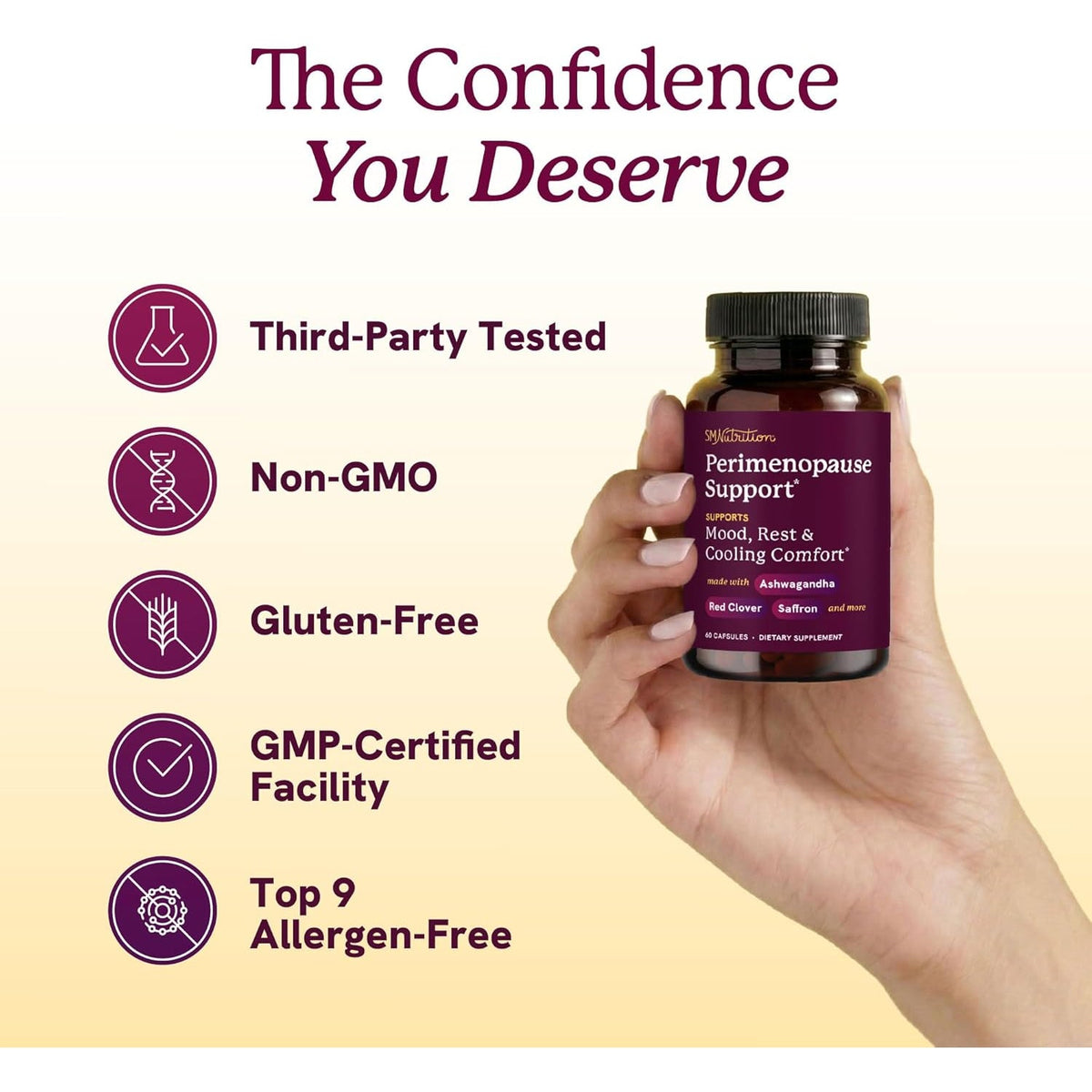 Perimenopause Support for Women Supplement | Hormone Balance, Mood, Sleep, Cycle Regularity & Cooling Support | Black Cohosh, Vitex, Saffron | Peri Menopause Supplements for Women | Non-Gmo | 60 Ct