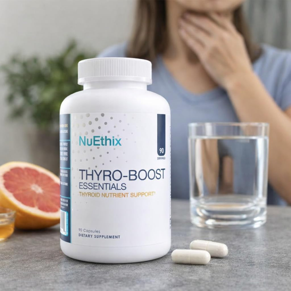 Nuethix Formulations Thyro-Boost Essentials, Non-Glandular Support to Assist with Optimal Thyroid Function, 90 Capsules