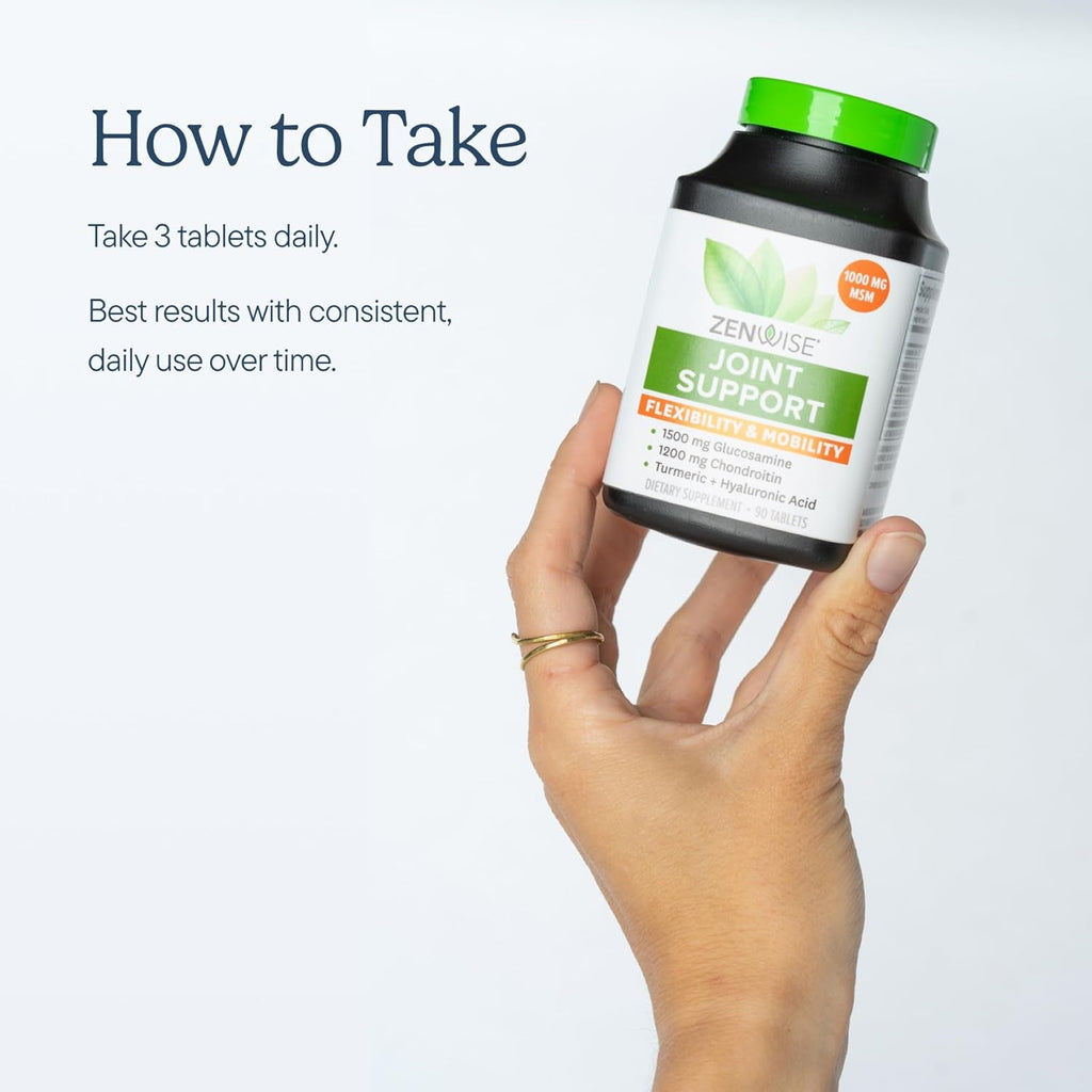Zenwise Health Joint Support Supplement with Glucosamine Chondroitin MSM, Curcumin & Sulfate - Joint Health for Women & Men - Mobility & Flexibility Support for Knee, Cartilage & Bone - 180 Count