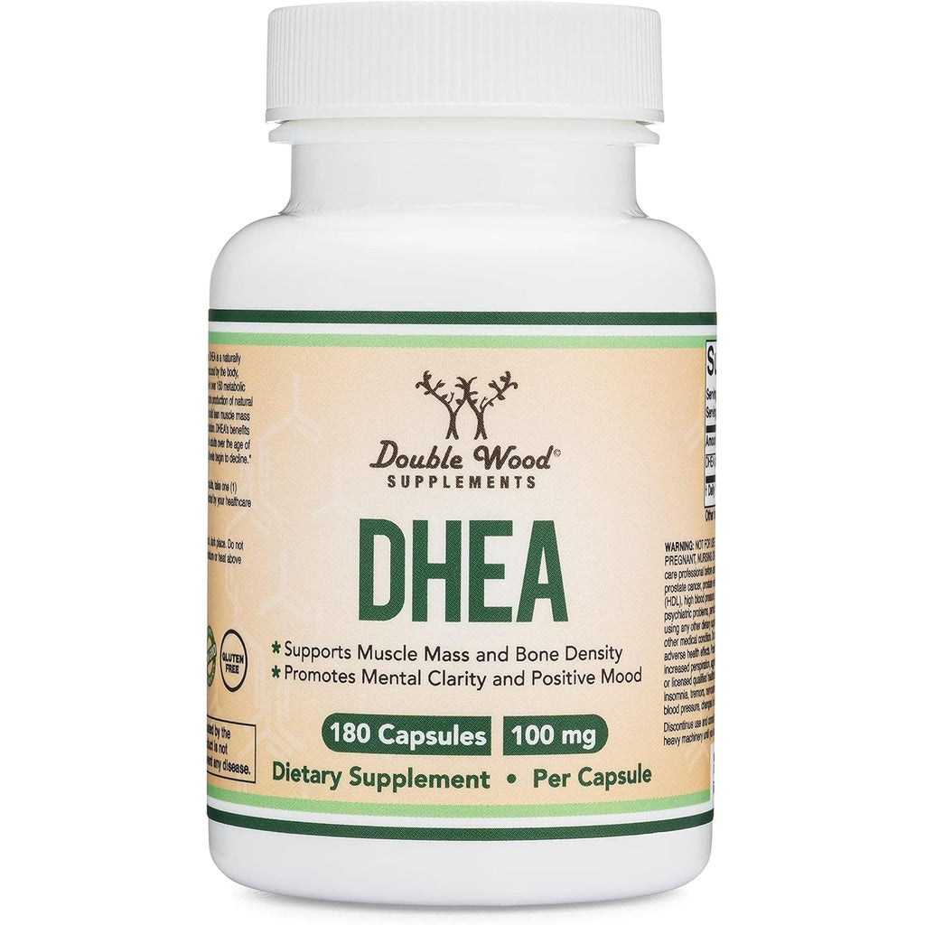 DHEA 100Mg | 180 Capsules | Max Strength 6 Month Supply | Third Party Tested | Hormone Balance & Healthy Aging by Double Wood