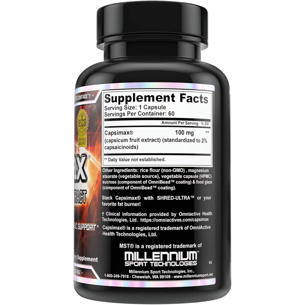 MST Capsimax Supplement 100Mg V Capsules, 60 Servings Clinically Dosed Weight Management, Thermogenic, Appetite Control, Calorie Burning, Metabolic Health, Stimulant Free. BSCG Certified