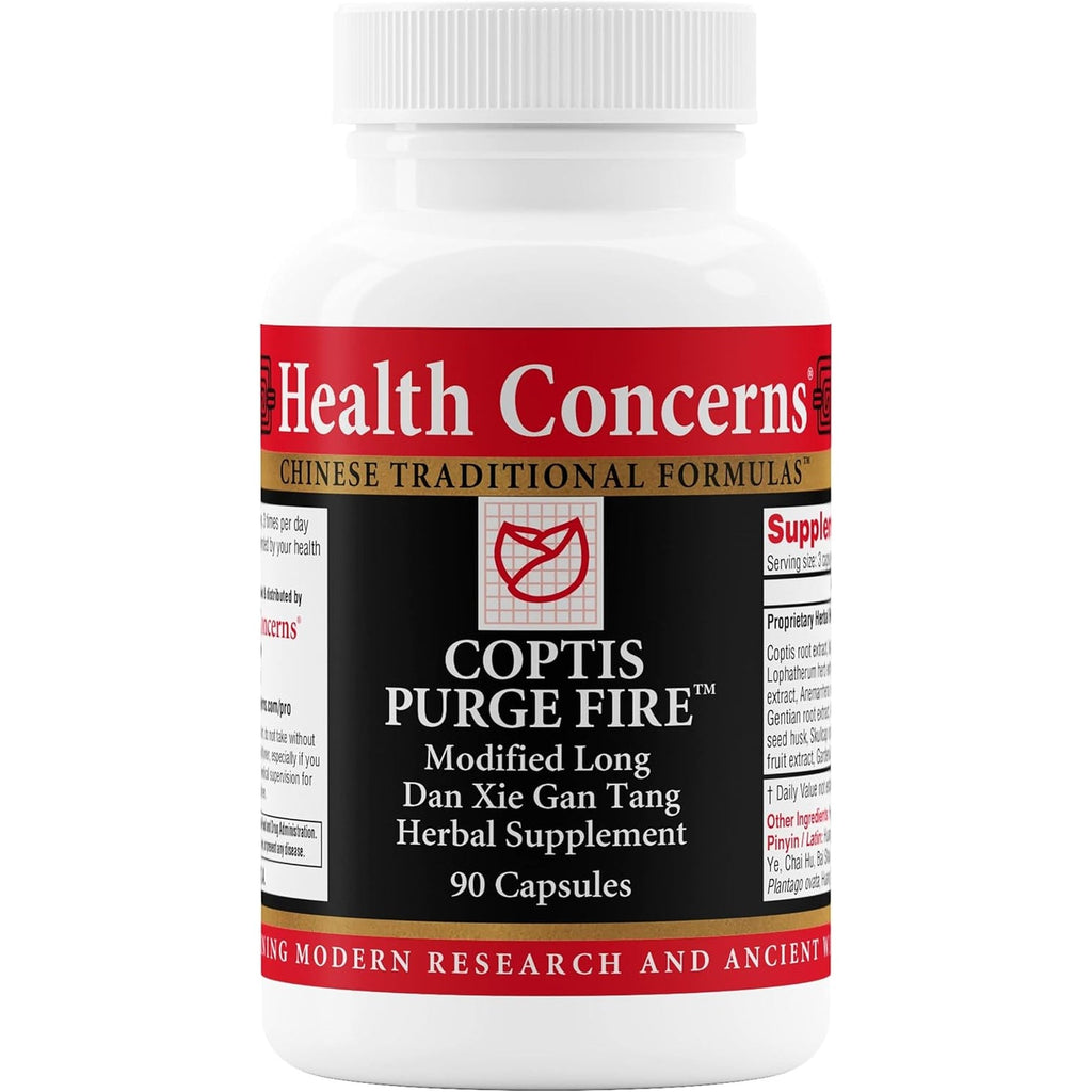 Health Concerns Coptis Purge Fire Formula – Skin, Throat, Sinus & Immune Support Supplement – Herbal Cleanse with Isatis, Skullcap, Licorice – Traditional Chinese Medicine – 90 Capsules