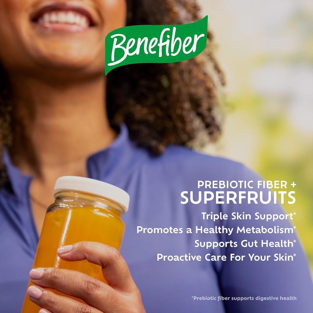 Benefiber Prebiotic GLP-1 Friendly Fiber + Superfruits Dietary Supplement, Strawberry Dragon Fruit Flavor, 8.8 Oz (250G)