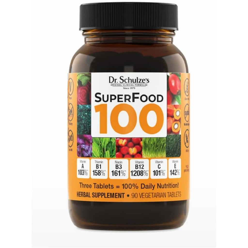 Dr. Schulze'S Superfood 100 - Everyday Superfood Supplement to Support Overall Wellness - Mutivitamin Support for Cellular Nutrition & Energy - Clean Ingredients - Gluten-Free & Dairy-Free - 90 Count