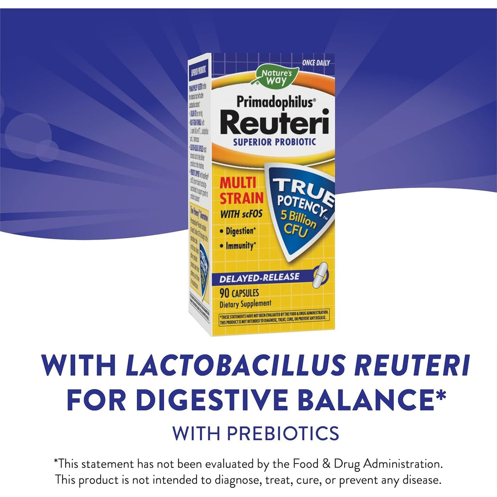 Nature'S Way Primadophilus Reuteri Probiotics, 5 Billion CFU, 90 Capsules