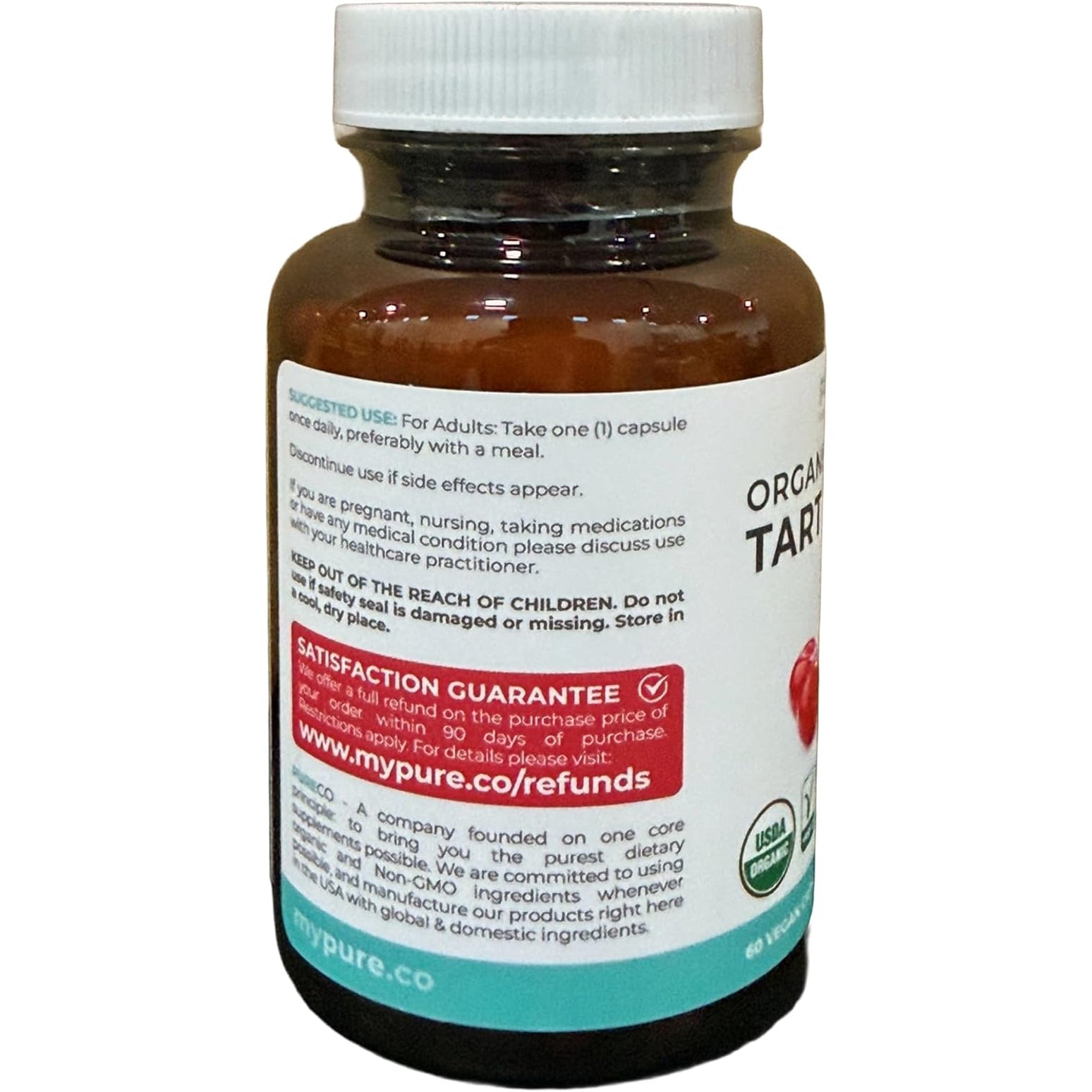 Organic Tart Cherry Capsules - High Strength Organic Tart Cherry 500Mg 4:1 Extract- 1 Capsule per Serving for Uric Acid Support - Vegan Non-Gmo & Made in the USA (2 Months Supply)