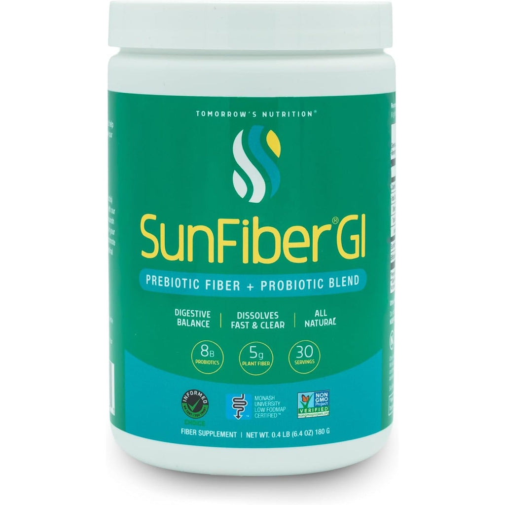 Tomorrow'S Nutrition Sunfiber GI, Prebiotic Fiber & Probiotics, 5G Prebiotic Fiber & 8 Billion Probiotics per Serving, Low FODMAP, 30-Day Supply, 30 Day