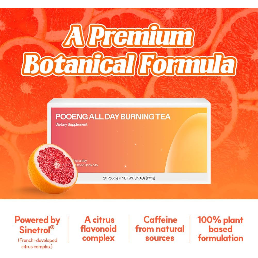 Dr.Blet All Day Burning Tea - Weight Management Support for Women, Garcinia Cambogia Extract, Korean Slimming Supplement, Grapefruit Flavored, Powder Drink Mix - 20 Pouches