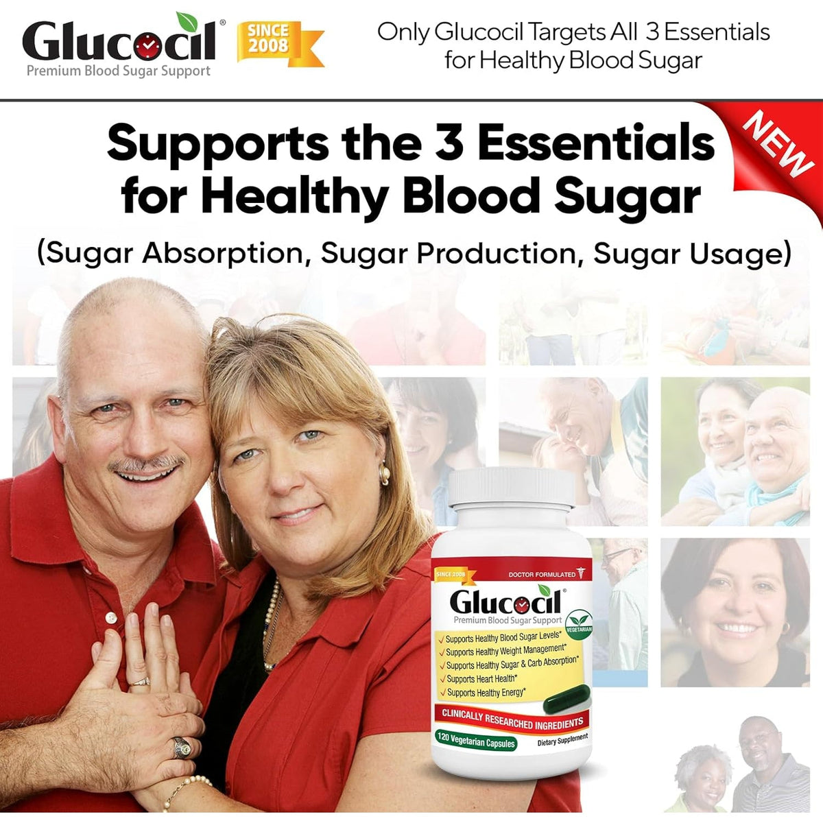 Glucocil – Vegetarian Capsules - Premium Blood Sugar Support - Supports the 3 Essentials for Healthy Blood Sugar - with Berberine, Proprietary Mulberry Leaf, and More