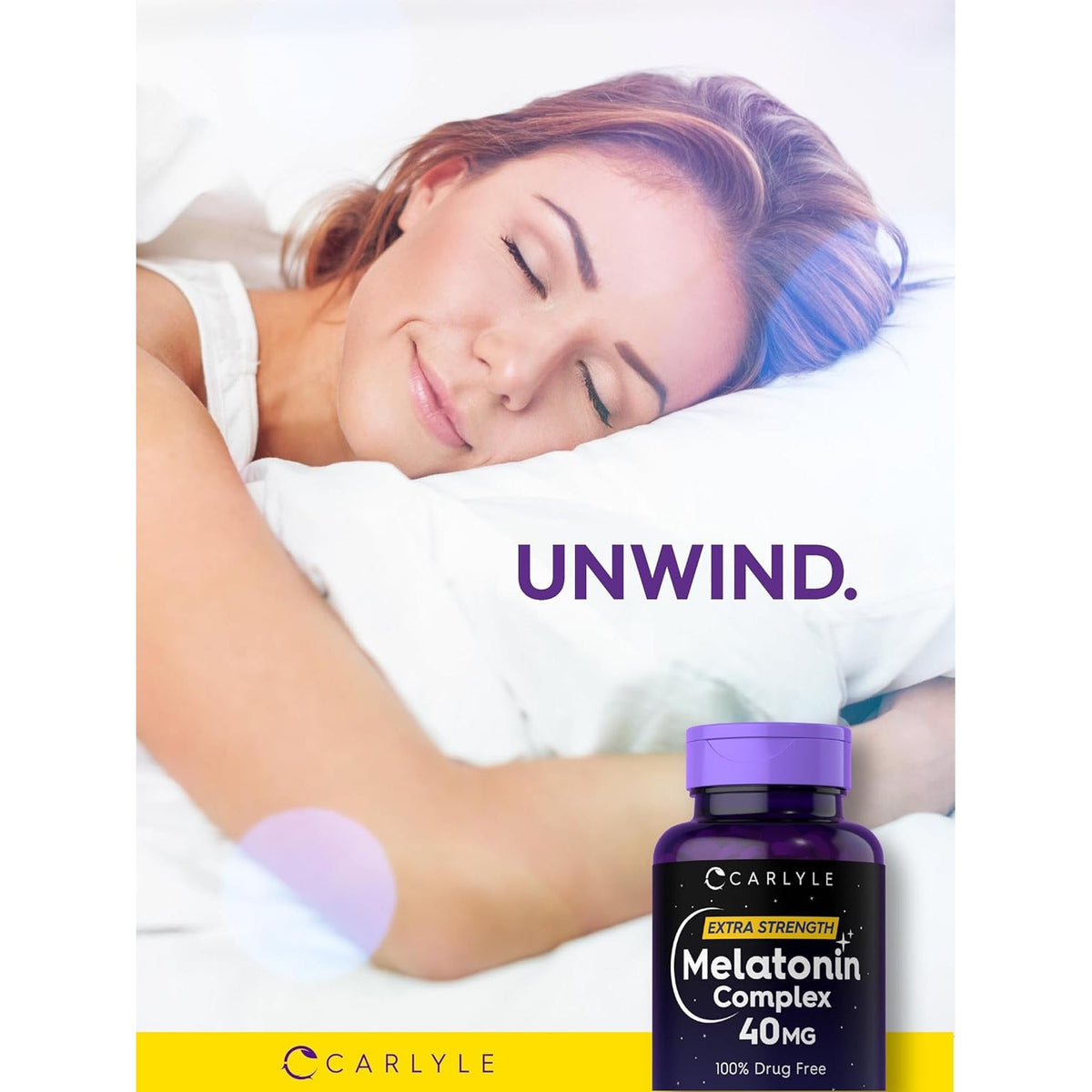 Carlyle Melatonin 40Mg Complex | 150 Fast Dissolve Tablets | Extra Strength Support | with Ashwagandha and Chamomile | Vegetarian, Non-Gmo, Gluten Free Supplement