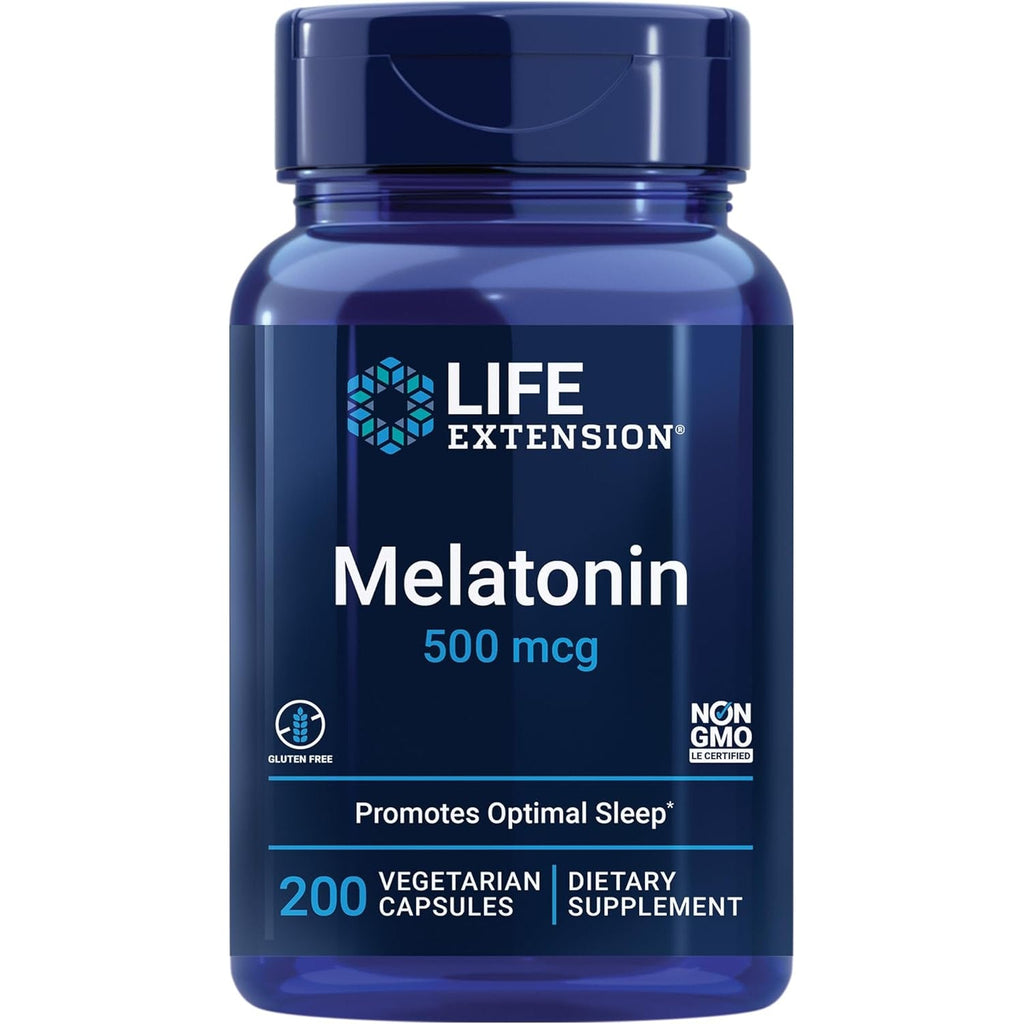 Life Extension Melatonin, 500 Mcg – Gently Promotes Sleep, Low Dose, Value Size – Non-Gmo, Gluten-Free, Vegetarian – 200 Capsules