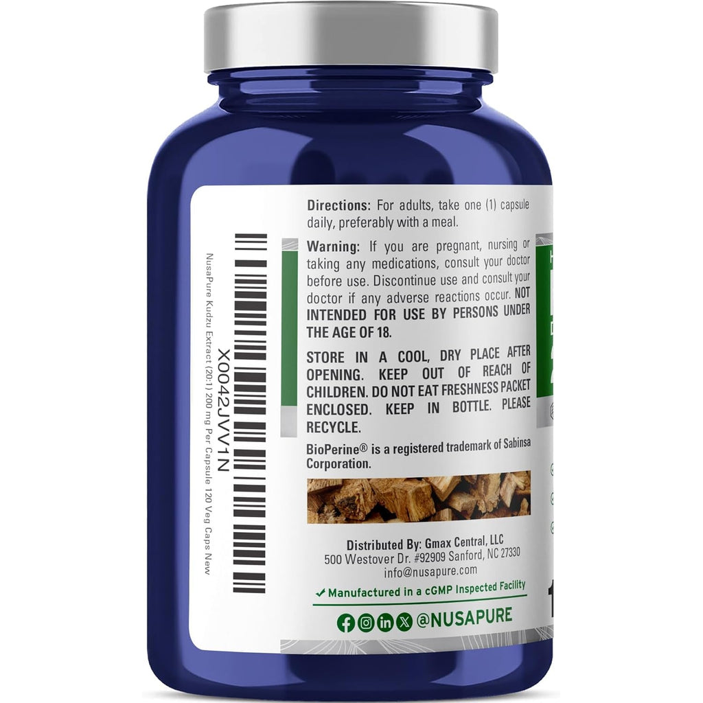 Nusapure Kudzu Root Capsules, 200 Mg, 120 Veg Capsules (Non-Gmo, Vegan)