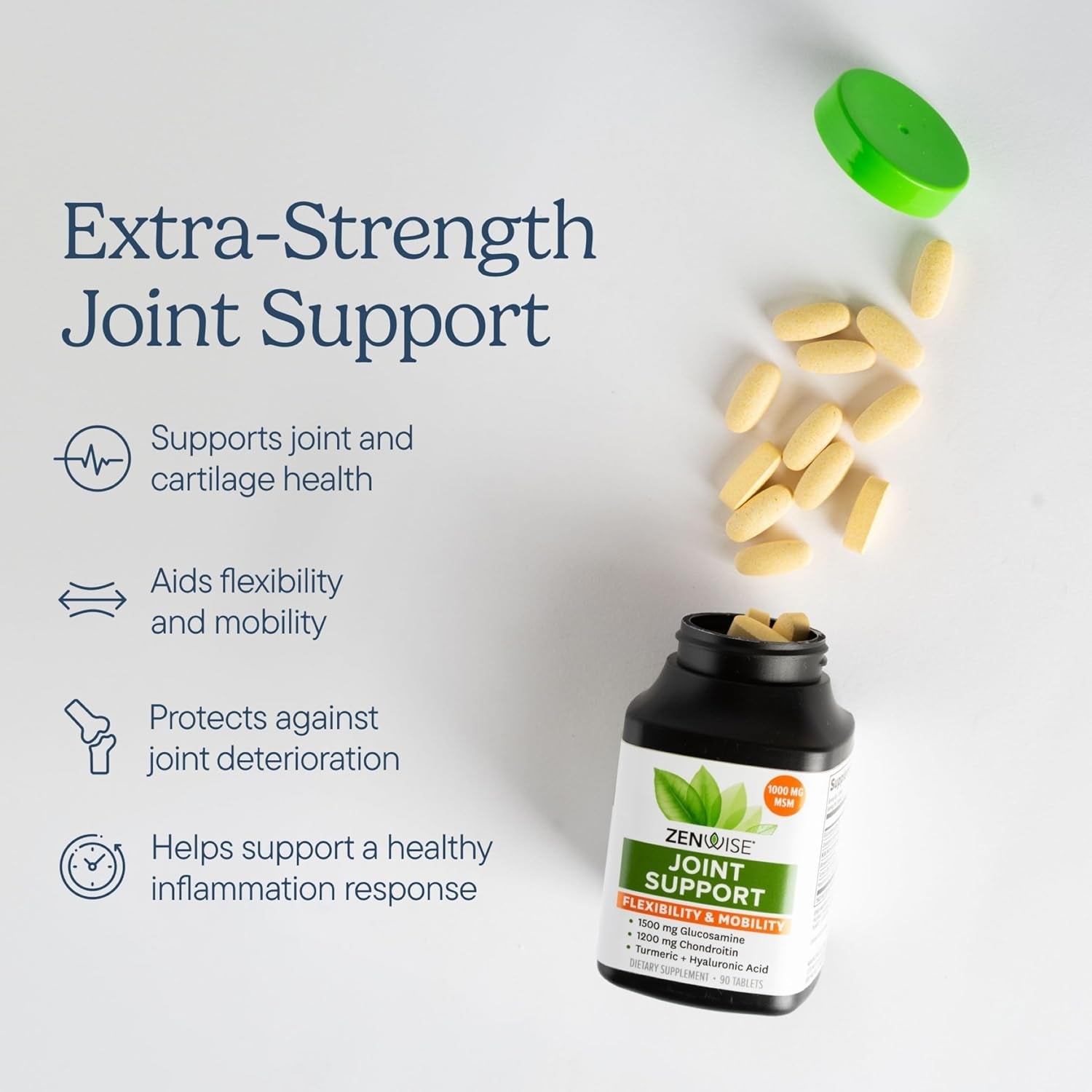 Zenwise Health Joint Support Supplement with Glucosamine Chondroitin MSM, Curcumin & Sulfate - Joint Health for Women & Men - Mobility & Flexibility Support for Knee, Cartilage & Bone - 180 Count