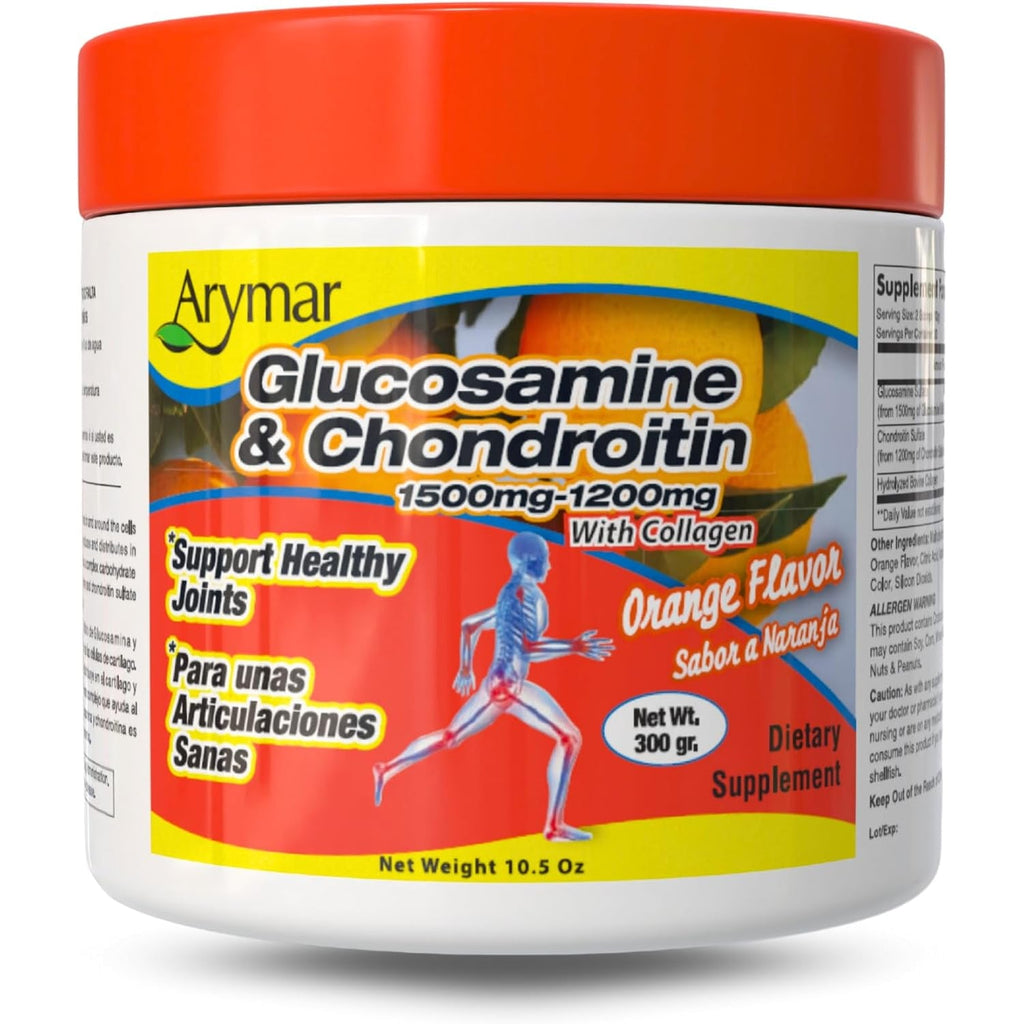 Arymar Glucosamine Chandroitin Powder (1500Mg/1200Mg) - Joint Health Support Supplement - Helps Maintain Mobility & Flexibility - High Absorption Formula - 300G (10.5 Oz)