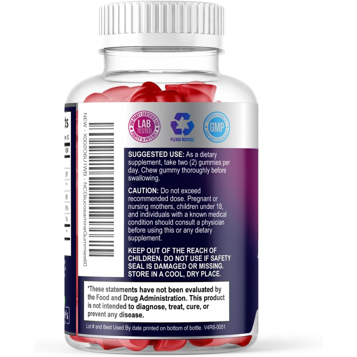 Joint Support Gummies - Extra Strength Glucosamine Gummy Supplement with Vitamin E - Natural Cartilage Joint Health & Flexibility Support, Best Support Glucosamine Chew for Men & Women - 60 Gummies