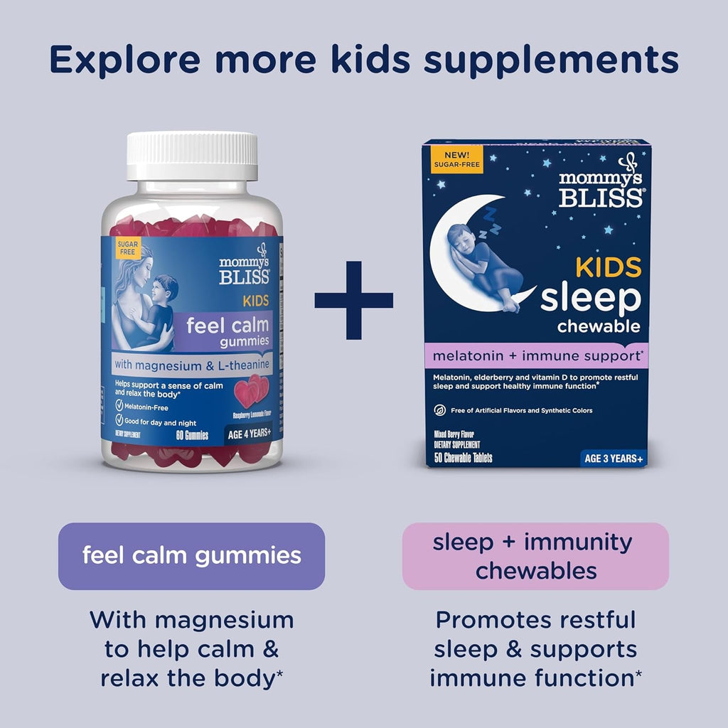 Mommy'S Bliss Kids Sleep Chewable Tablets, Melatonin, Magnesium & Calming Herbs, Grape Flavor, Sugar Free Kids Melatonin, Age 3+ (35 Servings), 35 Count (Pack of 1)