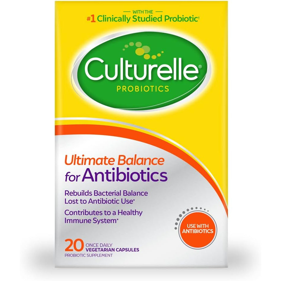 Culturelle Probiotics Ultimate Balance Probiotic for Use with Antibiotics - 20 Count – Probiotic Capsules Help Restore Good Bacteria Lost during Antibiotic Use & Contribute to a Healthy Immune System