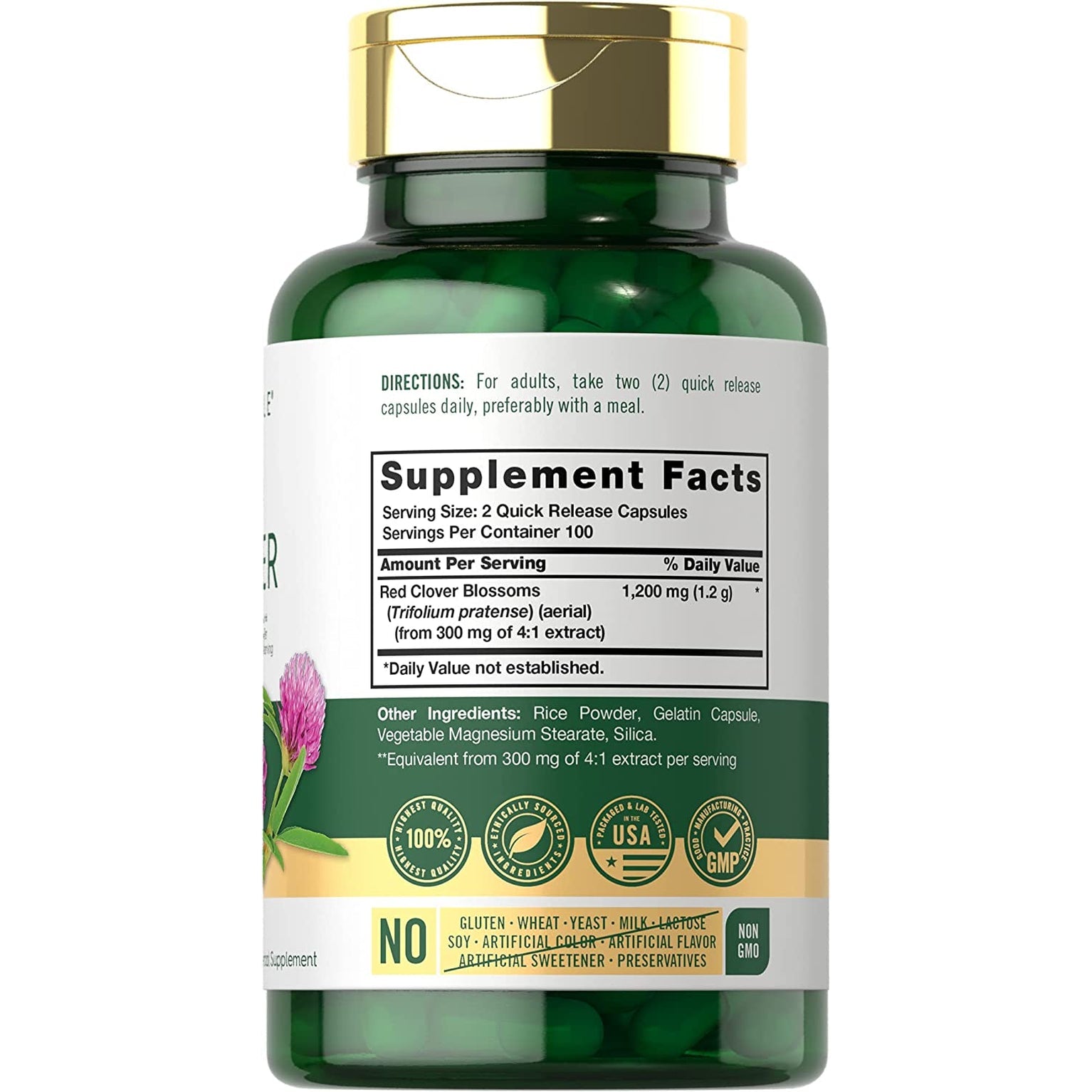 Carlyle Red Clover Capsules | 200 Count | Trifolium Pratense | Red Clover Blossom Extract Supplement | Non-Gmo, Gluten Free