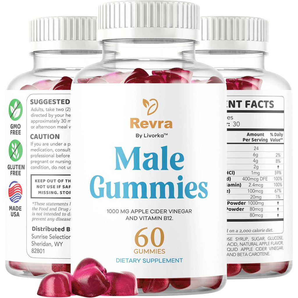 Revra Gummies - Official Revra Gummys for Men Premium Natural Ingredients - Maximum Strength, Supplement Daily Energy Advanced Formula for Overall Health & Wellness, 60 Gummies for 1 Month