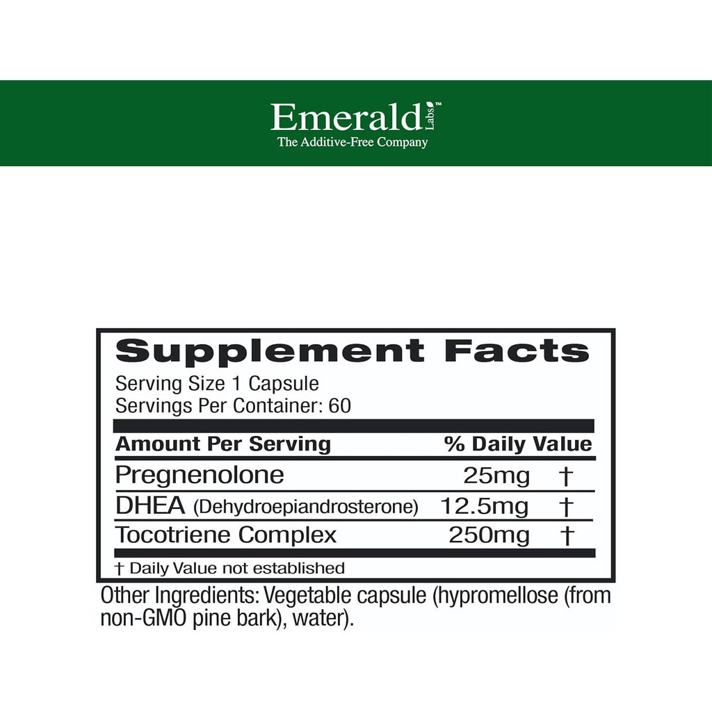 Emerald Labs DHEA 25Mg - Adrenal Support Supplement to Help Hormone Balance* - Includes DHEA - Gluten-Free - 60 Vegetable Capsules (30-Day Supply)