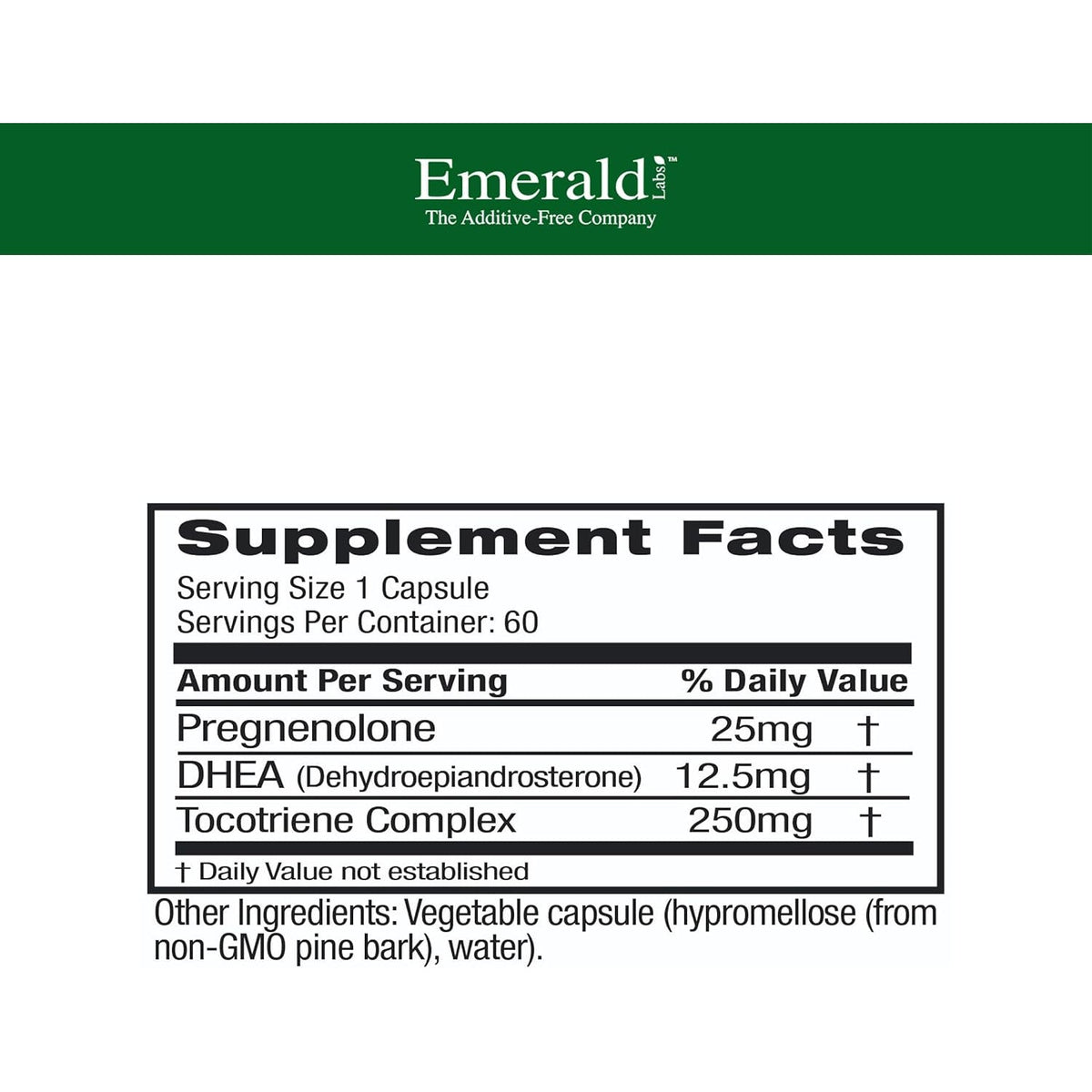 Emerald Labs DHEA 25Mg - Adrenal Support Supplement to Help Hormone Balance* - Includes DHEA - Gluten-Free - 60 Vegetable Capsules (30-Day Supply)