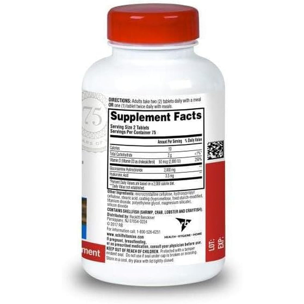 Schiff Glucosamine 2000Mg with Vitamin D3 and Hyaluronic Acid, 150 Tablets - Joint Supplement