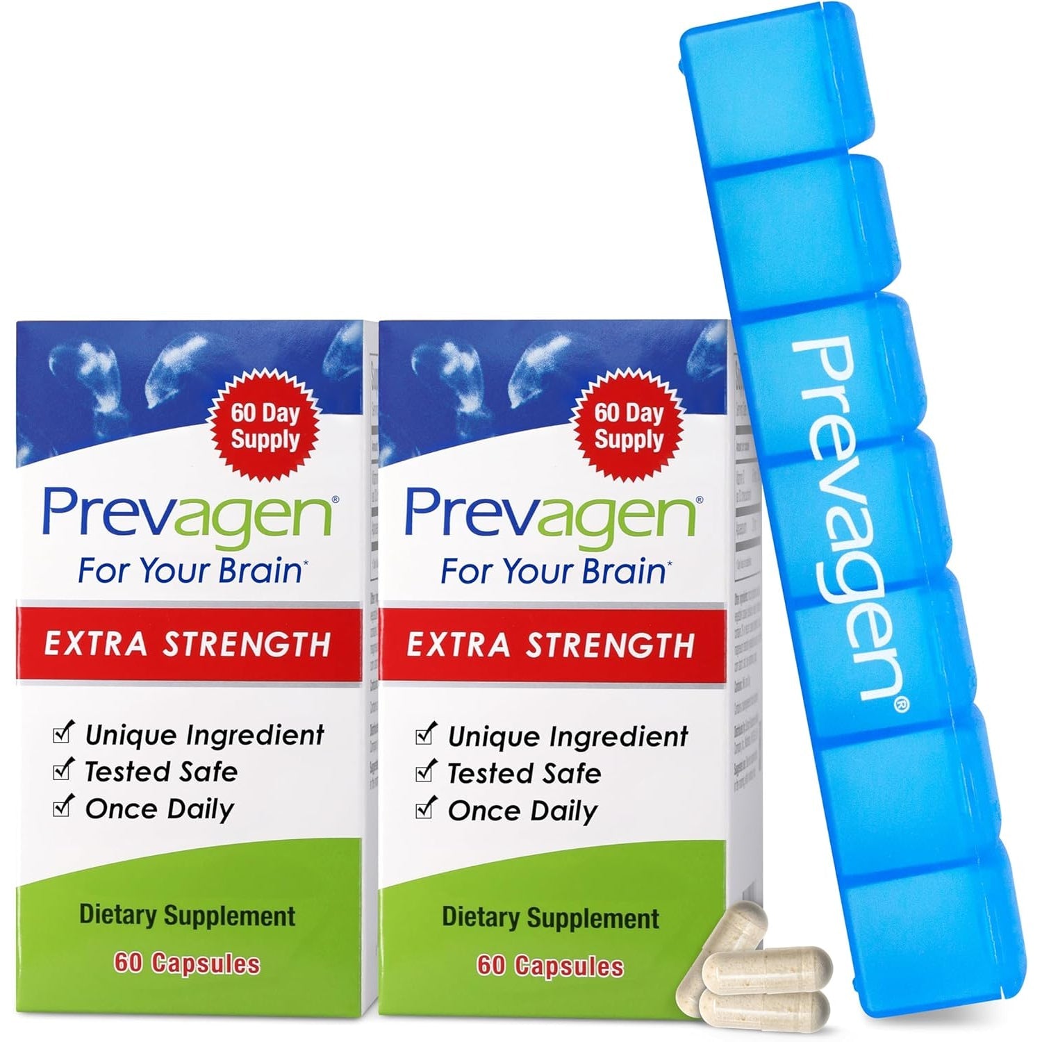 Prevagen Extra Stregnth - 120 Capsules (4 Month Supply) | Formulated for Your Brain | 20Mg of Apoaequorin plus Vitamin D3 with 7-Day Pill Minder