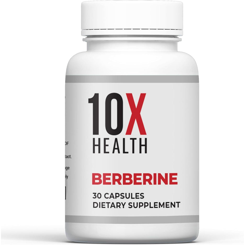 10X Health Berberine Supplement 500Mg - Contains Dihydroberberine Supplement for Better Absorption - Supports Cardiovascular & Gut Health Supplements for Women & Men - 30 Capsules