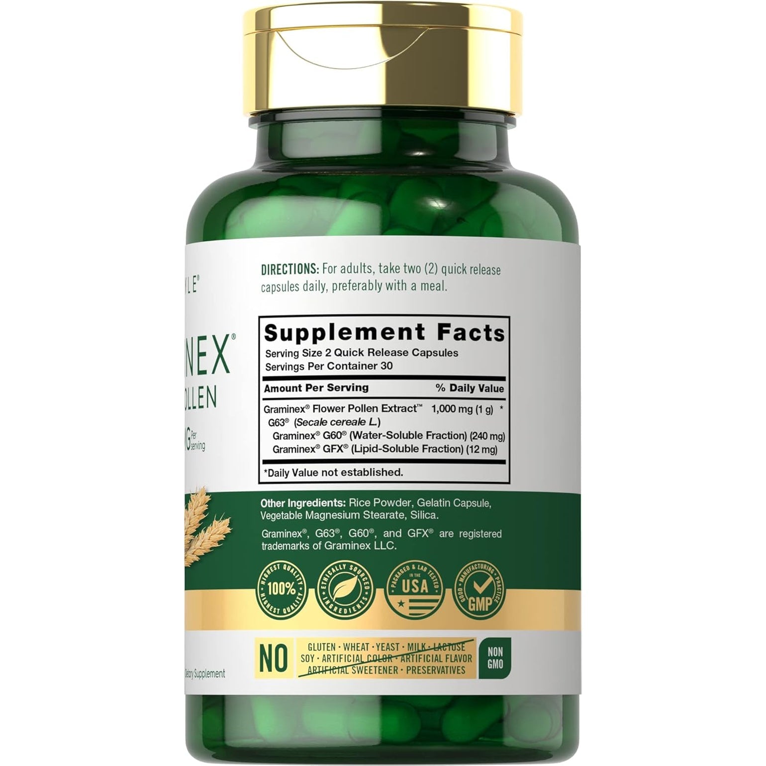 Carlyle Graminex Flower Pollen Extract | 1000 Mg | 60 Capsules | Non-Gmo & Gluten Free Supplement