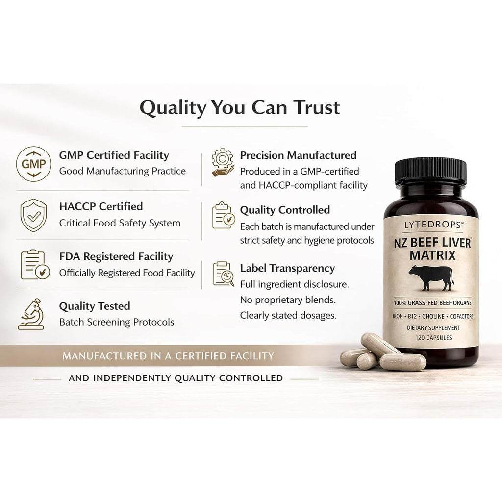 NZ Grass Fed Beef Liver Capsules + Nutrient Matrix | 4 Month Supply (1 Cap Dose) Desiccated Freeze-Dried Liver | 120 Caps | Bio Available B12, and Amplified Ingredients
