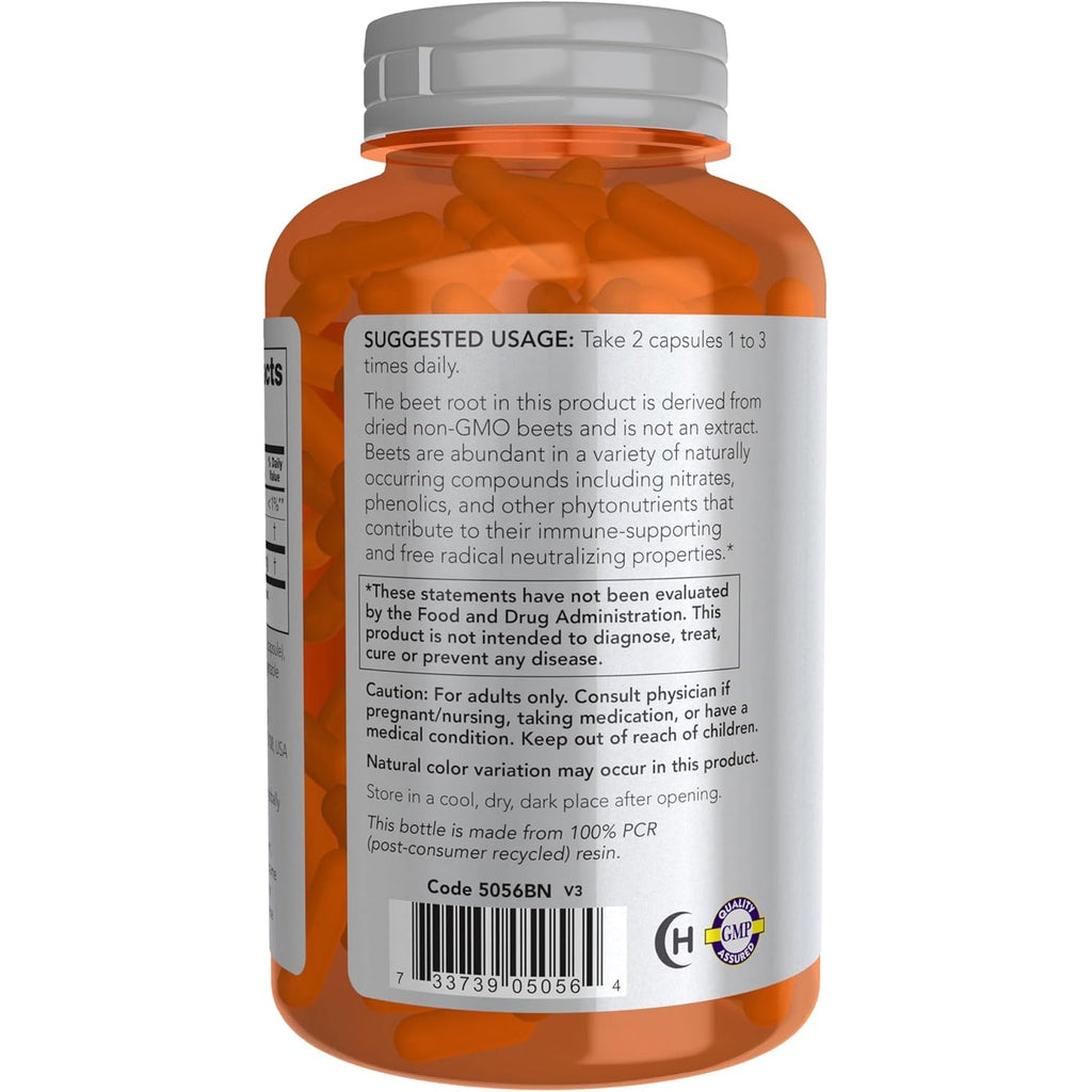 NOW Foods Sports, Beet Root Veg, Sports Nutrition, Immune System Support*, 550 MG, Naturally Occurring Nitrates, 180 Veg Capsules