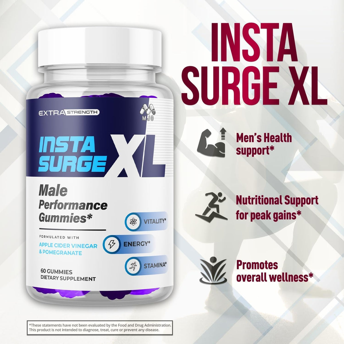 Insta Surge XL Gummies, Official Instasurge XL Gummys with All Natural Ingredients, Insta Surgexl Advanced Health Support Supplement Maximum Strength Active Lifestyle Multivitamin Gummys (60 Gummies)