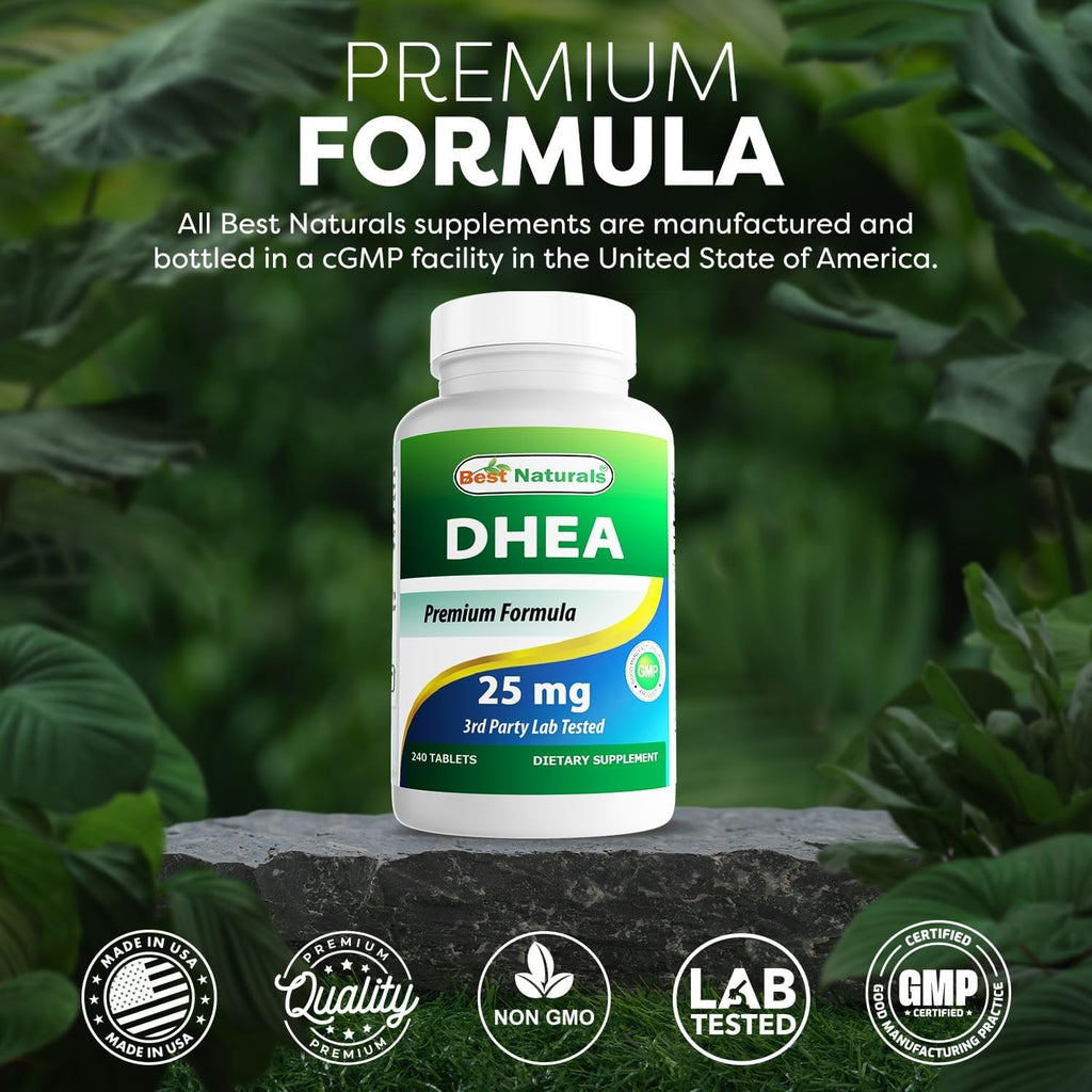 Best Naturals Dhea 25Mg Supplement 240 Tablets - Supports Balanced Hormone Levels for Men & Women - Promotes Healthy Aging - USA Manufactured