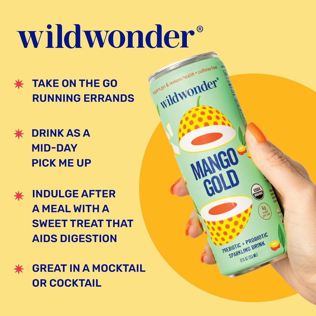 Wild Wonder Organic Mango Turmeric Prebiotic & Probiotic Drink, 12 FZ