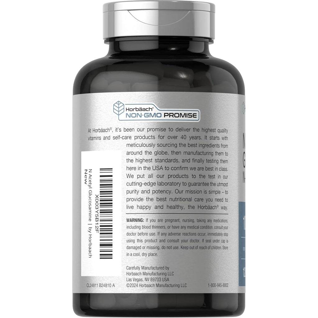 Horbaach N-Acetyl Glucosamine 1000 Mg | 120 Capsules | N-A-G Supplement Pills | Non-Gmo & Gluten Free
