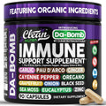 Organic Immune Support with PAU D'Arco Garlic Cayenne Pepper Oregano Ginger Grapefruit Onion Black Seed Sea Moss Black Pepper Zinc Eucalyptus Vitamin C Vitamin D Organic Soursop by Clean Nutra