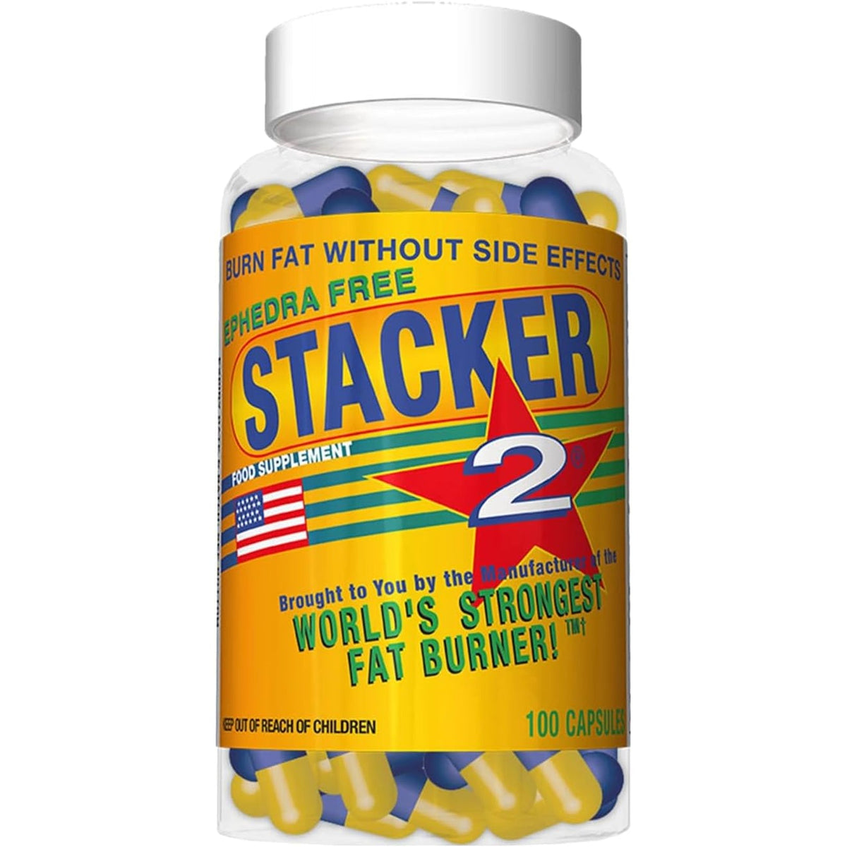 Stacker 2 Fat Burner Capsules, Ephedra Free, 100-Count Bottle