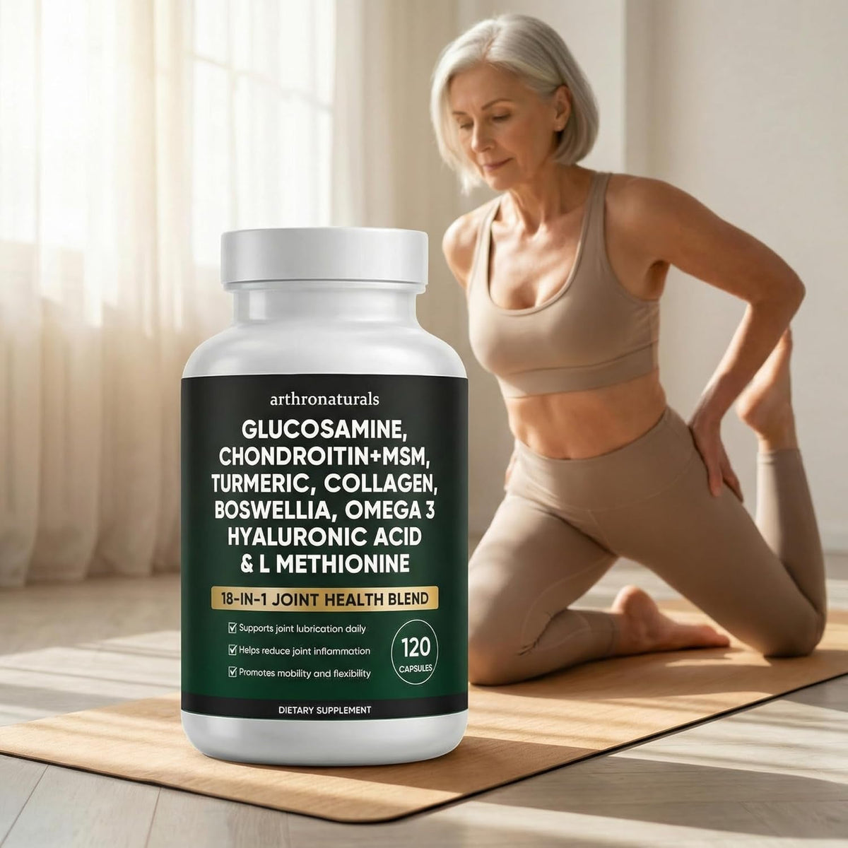 Arthronaturals 18 in 1, Joint Supplement with Glucosamine, Chondroitin, MSM, Hyaluronic Acid, Omega-3 and More, for Provides Joint Support, Improves Mobility & Long Term Health, Vegan - 60 CPS (1)