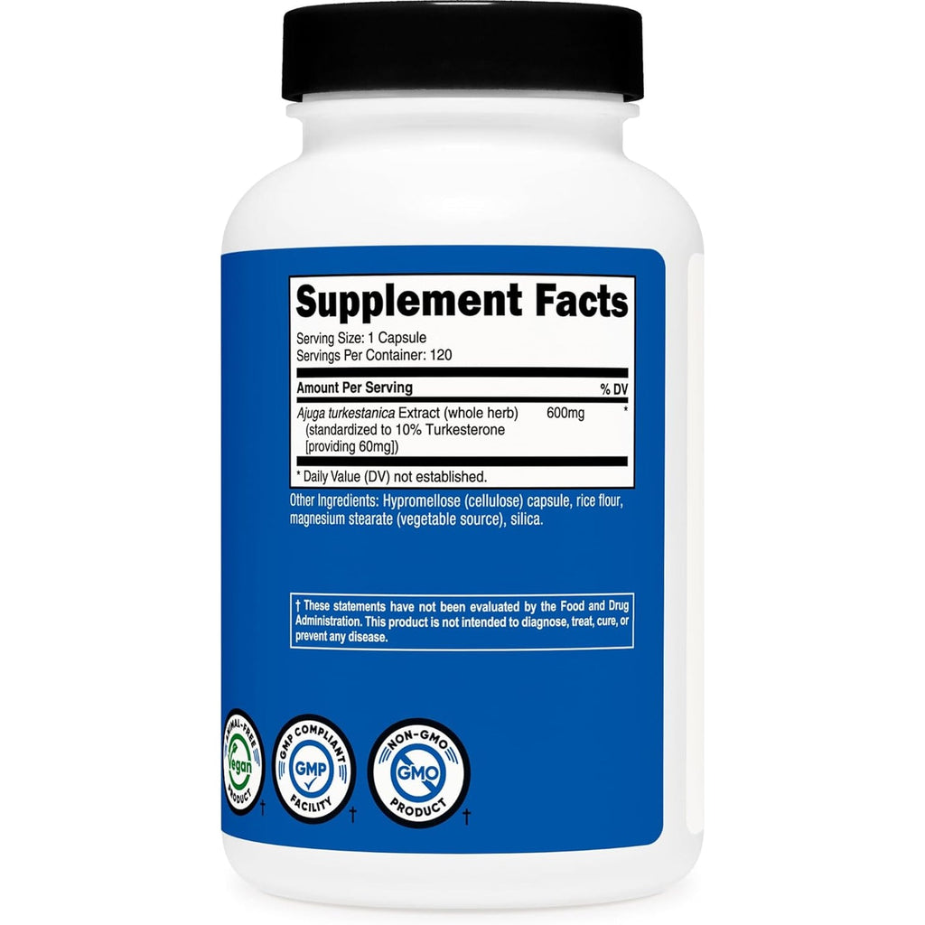 Nutricost Turkesterone Dietary Supplement 600Mg, 120 Capsules - Vegetarian, Non-Gmo & Gluten Free